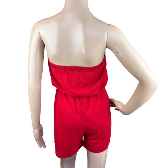Just Love Women Red Jersey Strapless Ruffle Elastic Waist Romper Size S - Picture 4 of 5